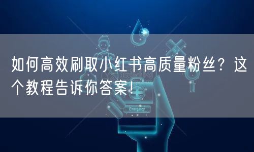 如何高效刷取小红书高质量粉丝？这个教程告诉你答案！