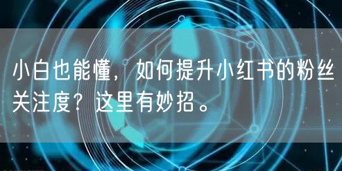 小白也能懂，如何提升小红书的粉丝关注度？这里有妙招。
