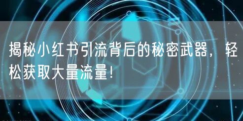 揭秘小红书引流背后的秘密武器，轻松获取大量流量！