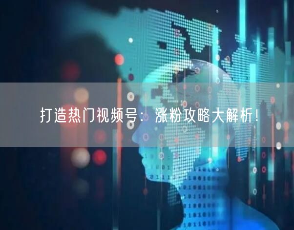 打造热门视频号：涨粉攻略大解析！